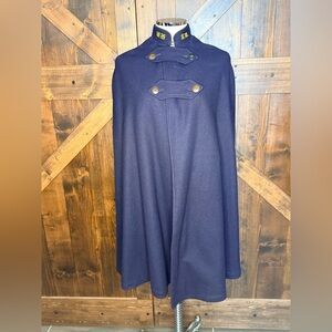 Vintage Snowhite Nurses Cape Wool Blue with Red Interior One Size